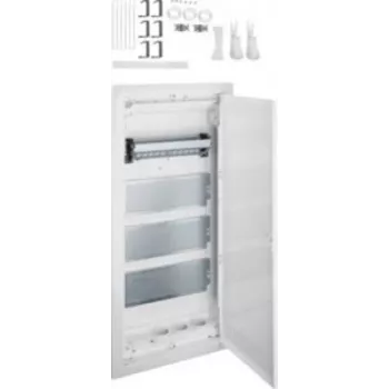 Hager Volta VU48NW Quadro de distribuição multimédia embutido, 4 filas, com porta de aço ranhurada