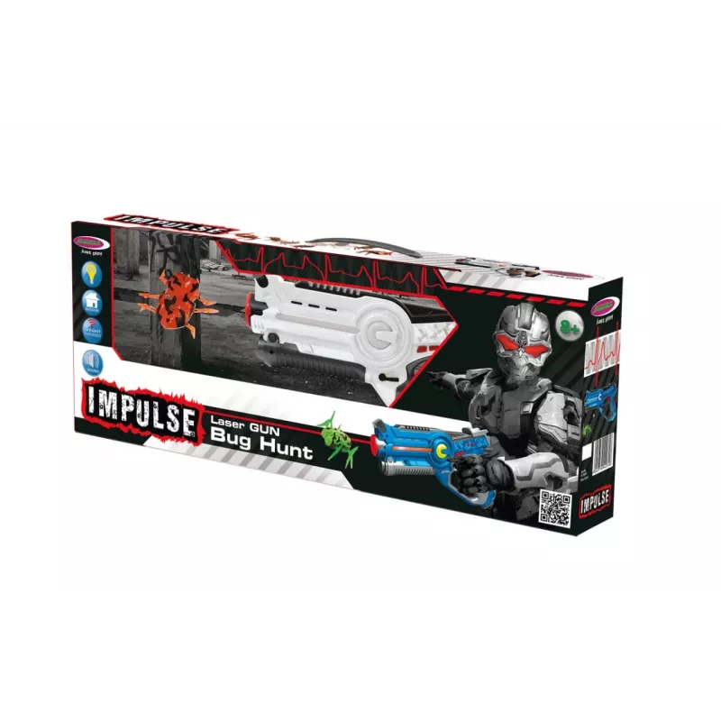 Jamara 410065 Impulse Laser Bug Hunt Set, pistola laser de brincar com alvo, branco/laranja