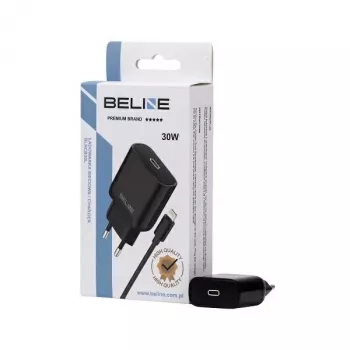 Carregador 30W USB-C para Lightning Beline Beli02174 com cabo preto