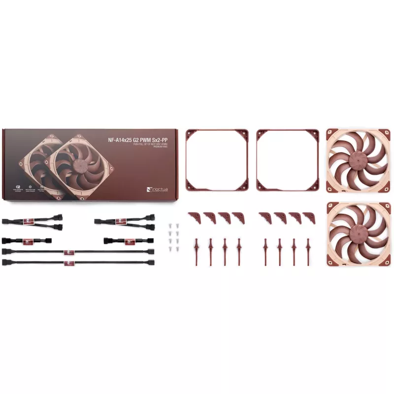 Conjunto de ventoinha dupla Noctua NF-A14x25 G2 PWM Sx2 PP 140mm