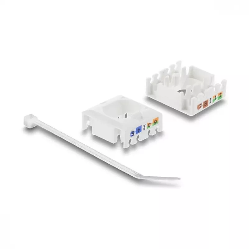 Delock 90799 Módulo Keystone RJ45 para LSA Cat.6 UTP, sem ferramentas, com tampa anti-poeira, branco/preto