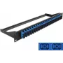 Painel de ligação DELOCK 43392 1U para fibra ótica SC, montagem em rack, 482,6 × 43,6 × 150 mm, preto/azul