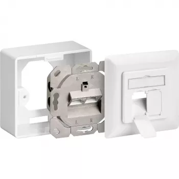 Wentronic Goobay tomada universal CAT 6 incl. moldura de montagem à superfície, branco - 2x tomada de rede RJ45 blindada (68244)