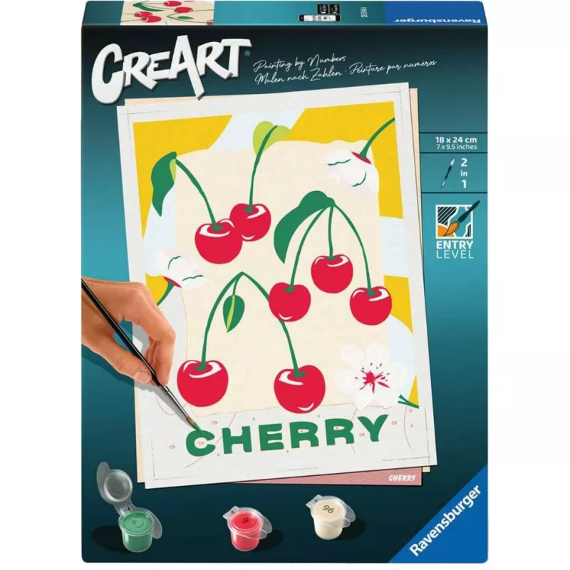 Conjunto de pintura Ravensburger CreArt – Cerejas (Design 25514) – conjunto de pintura criativo para adultos e jovens