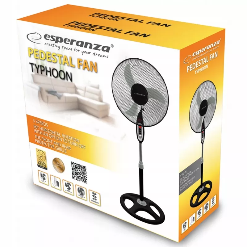 Esperanza EHF002KE, ventilador de pé 16 '', preto e cinzento