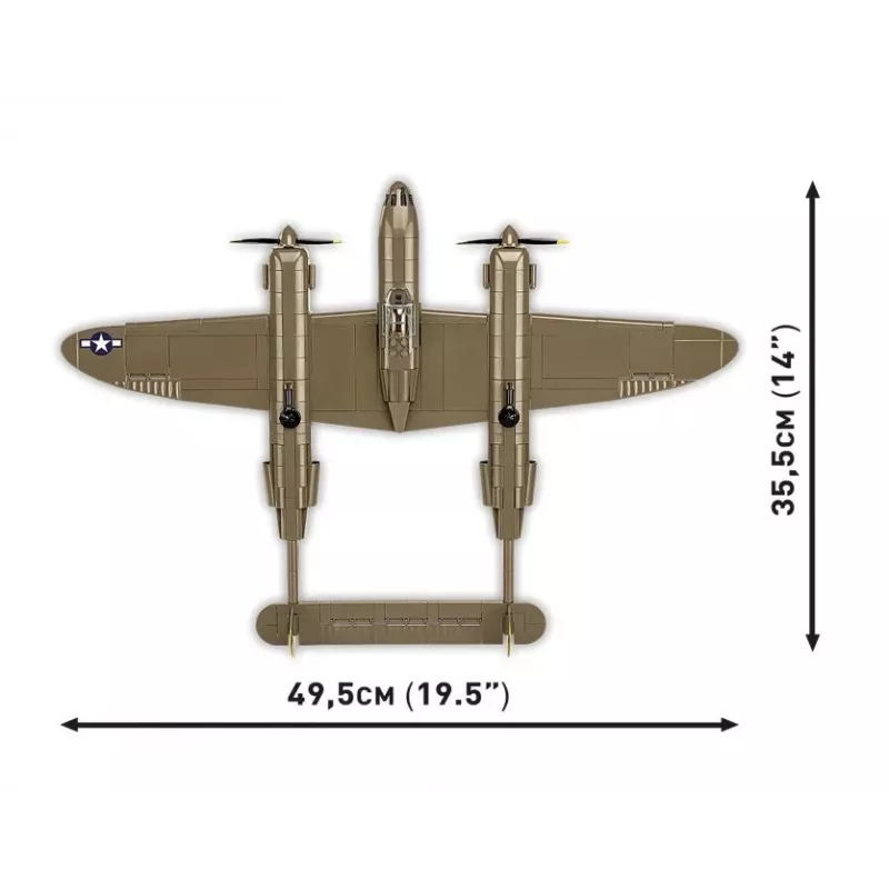 Blocos de construção Cobi Lockheed P-38H Lightning Set 5763 — maquete à escala, modelo de avião colecionável