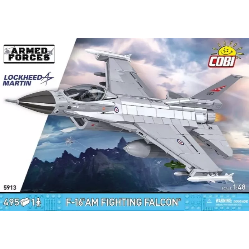 Conjunto de construção Cobi F-16AM Fighting Falcon, 495 peças, modelo à escala