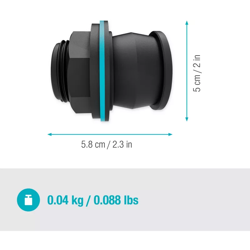 Conector de depósito Push IN, G 1 e G 3/4 (preto, para espessuras de parede de 2-10 mm)