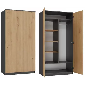 Guarda-roupa top e shop SD-90 ANT/ART KPL — guarda-roupa de quarto com 2 portas, 7 prateleiras, 900×500×1800 mm