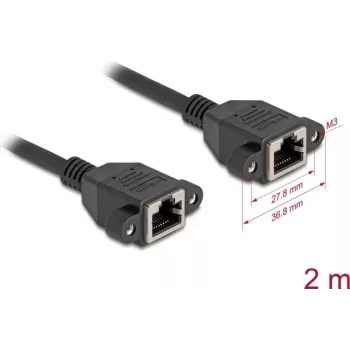 DeLOCK 90785 cabo de rede preto 2 m Cat6a S/FTP