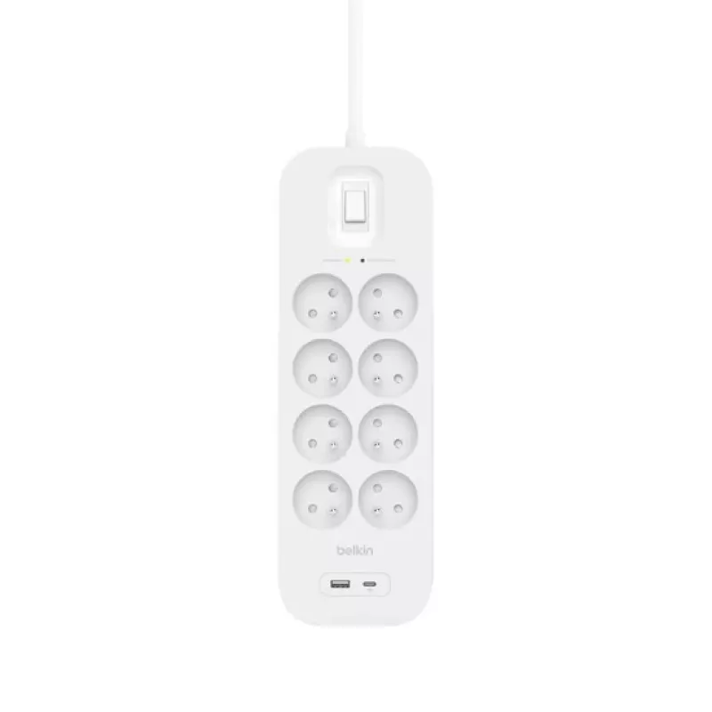 Proteção contra sobretensão Belkin SRB003CA2M 8 tomadas AC 900 J Branco 2 m