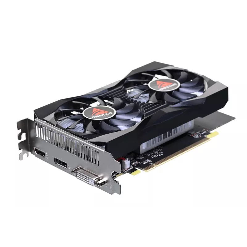 Placa gráfica BIOSTAR GeForce GTX 1050 VN1055XF41, 4 GB GDDR5, 128 bits, PCIe 3.0, 1354 MHz, 2 ventoinhas, DVI-D/HDMI/DisplayPort, preta