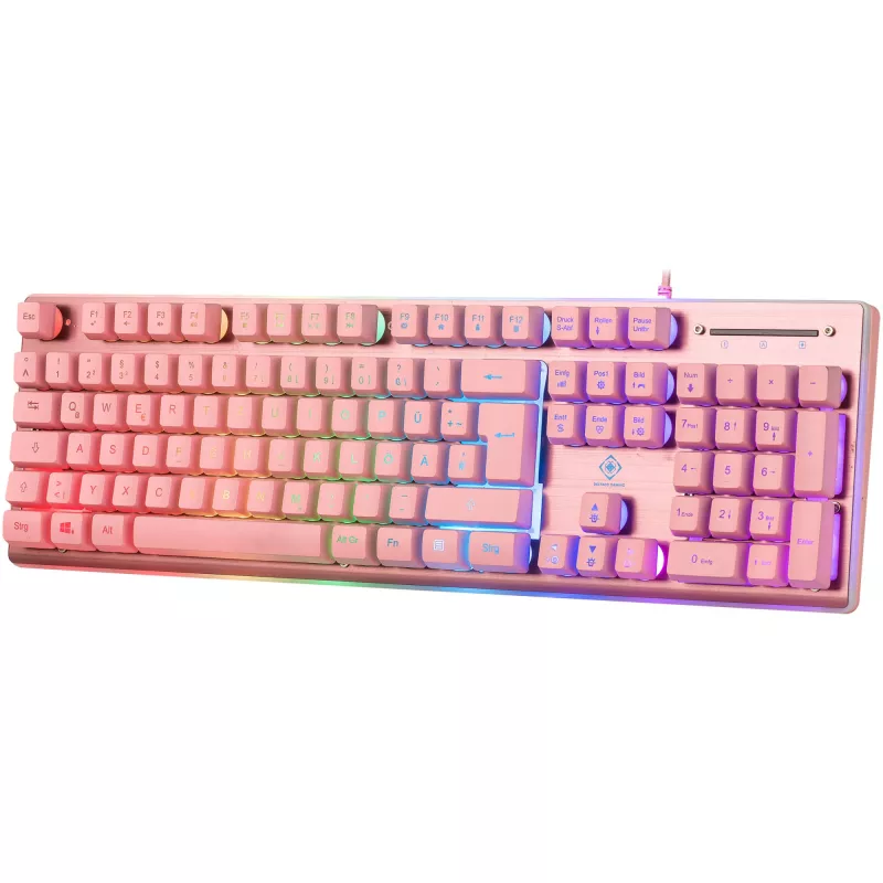 Deltaco GAM-021-RGB-P-DE - tamanho completo (100%) - USB - interruptores de membrana - QWERTZ - rosa