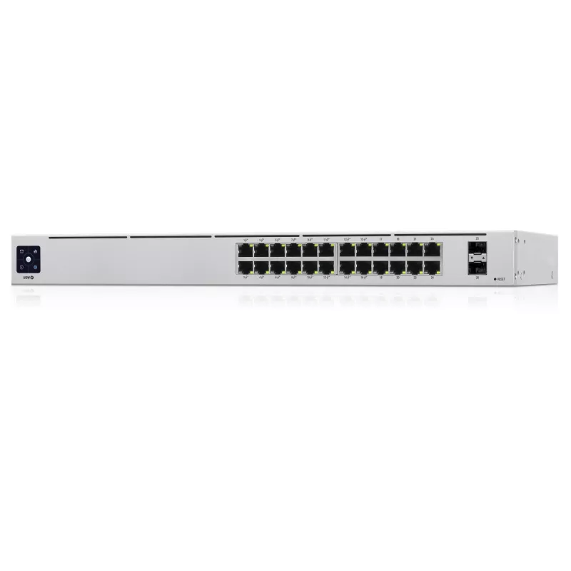 Comutador gerido L2/L3 Ubiquiti UniFi USW-24-POE, 24x Gigabit Ethernet (16x PoE+), 2x SFP, 1U, prateado