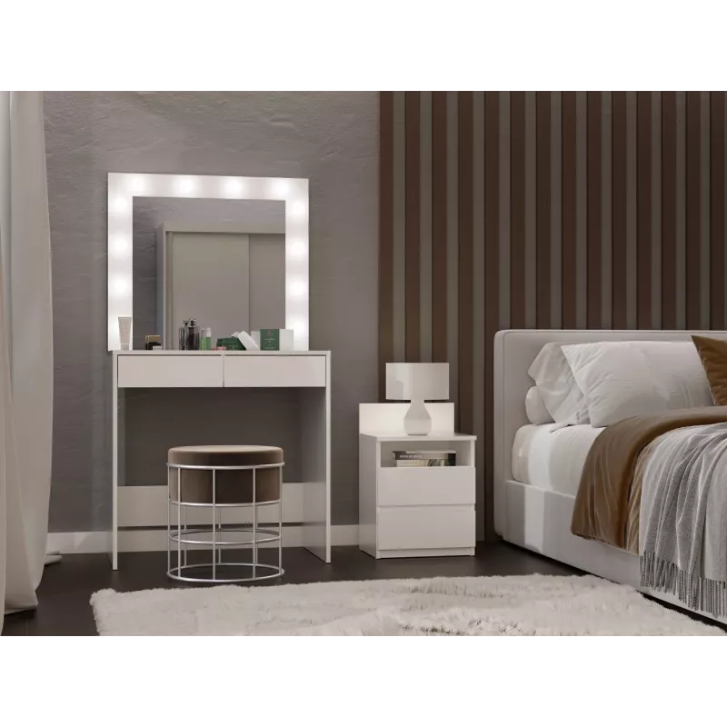 Penteadeira de quarto Topeshop Z.MARINA LUSTRO BIEL — aglomerado branco, 2 gavetas