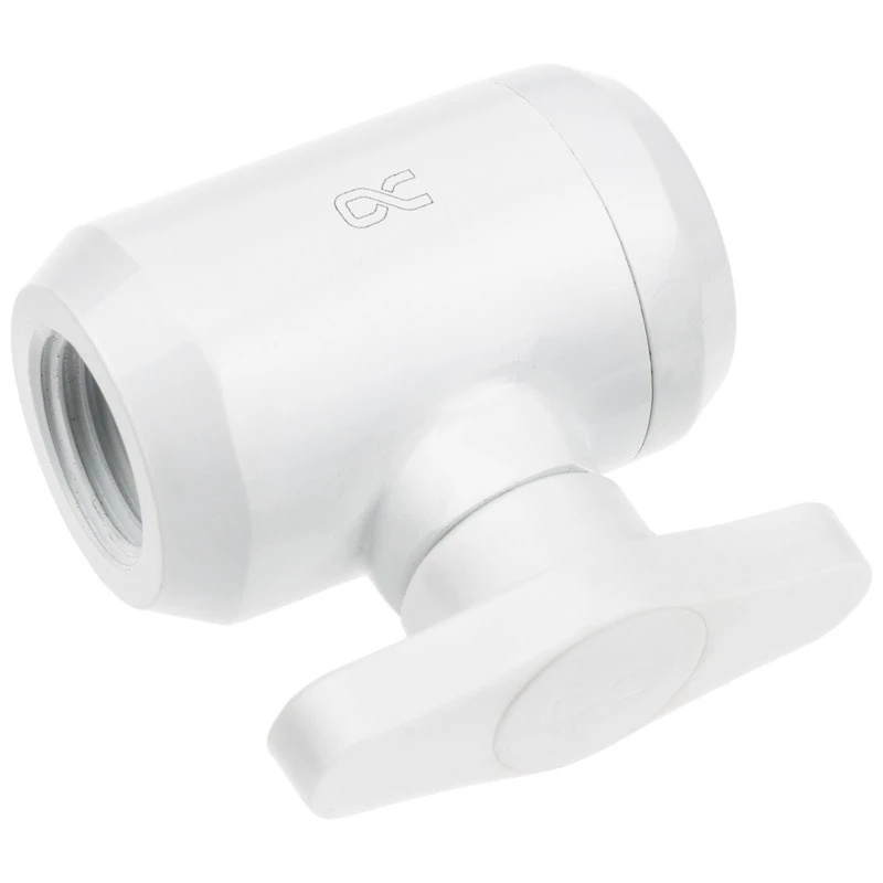 Alphacool Eiszapfen válvula de esfera de 2 vias, G1/4, branco