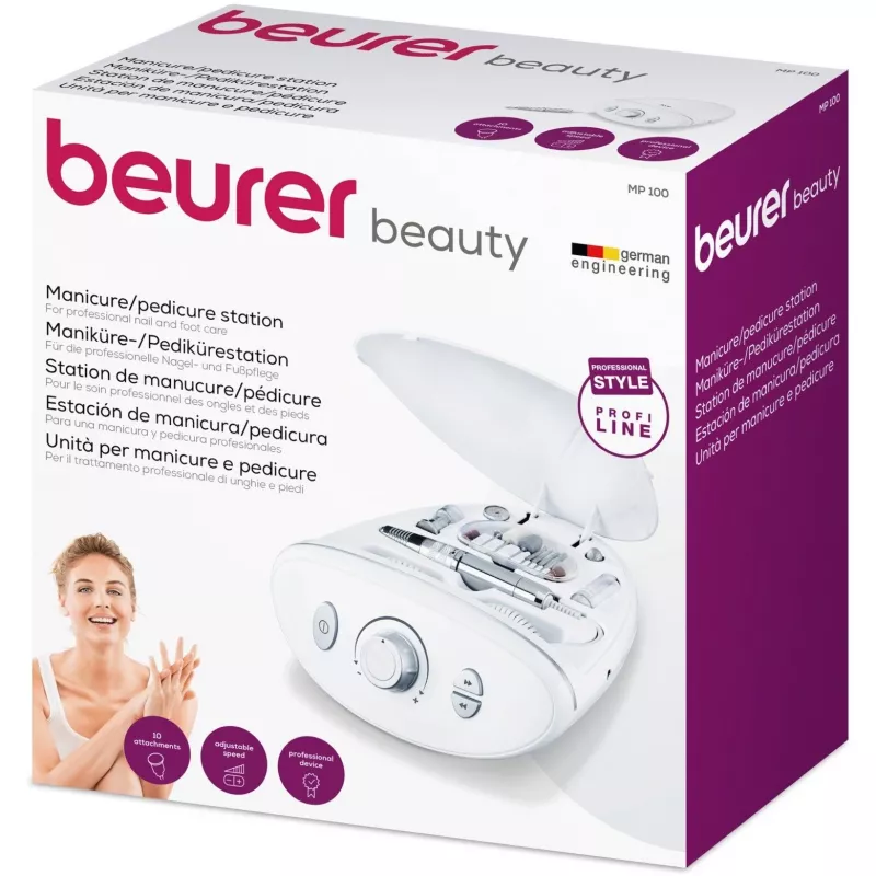 Conjunto de manicura e pedicura Beurer MP 100 cuidado de unhas – aparelho elétrico de manicura/pedicura, branco
