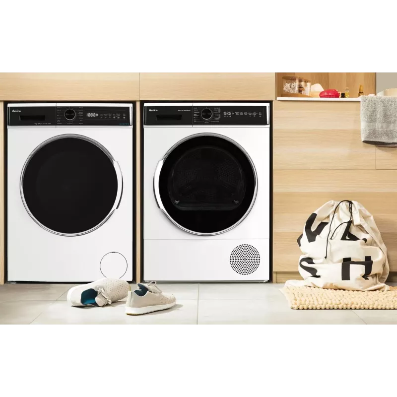 Amica WA3S712BLiSHB máquina de lavar roupa de instalação livre com carga frontal, 7 kg, 1200 rpm, 15 programas, classe energética B, branca
