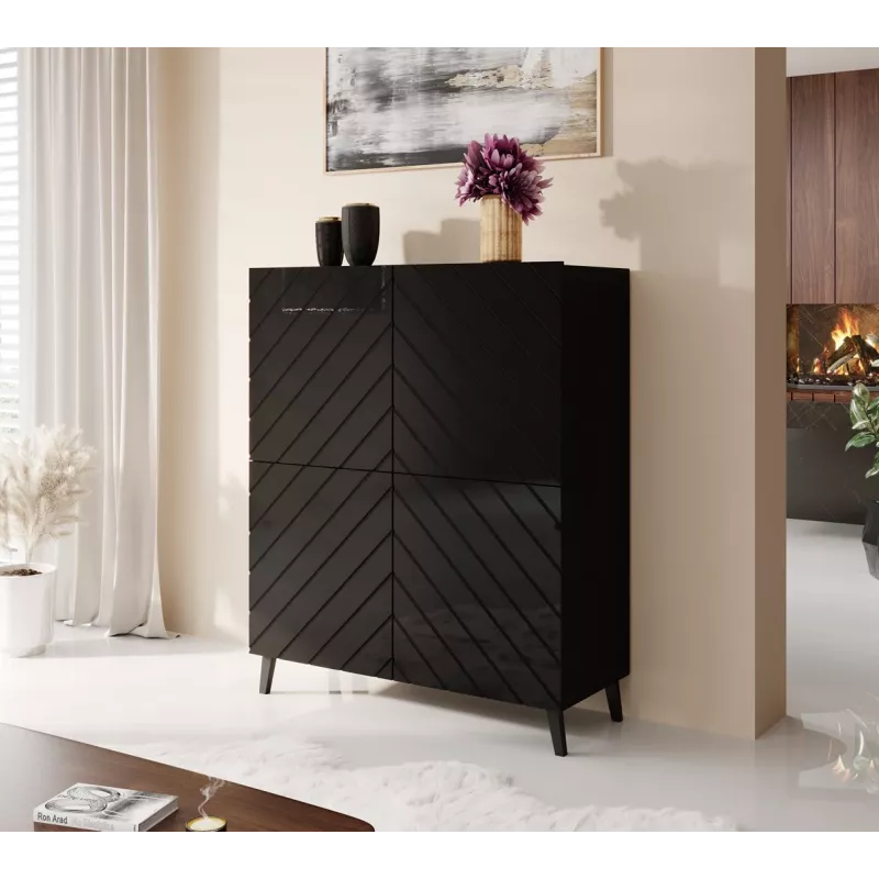 Estante ABETO 100,5 x 40 x 121,5 cm preto/preto brilhante