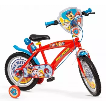 Bicicleta infantil Toimsa 16 polegadas Paw Patrol vermelha modelo 1678, rodas de 16 polegadas, mudanças de entrada