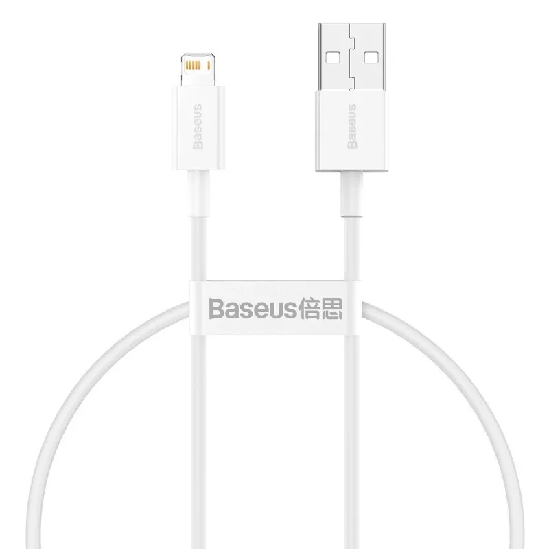 Cabo Baseus Superior Series USB para Lightning, 2,4A, 0,25m (branco)
