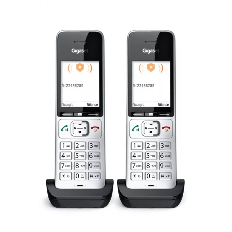 Telefone analógico/DECT Gigaset COMFORT 500HX duo com identificação de chamadas preto, prateado