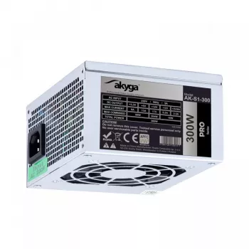 Fonte de alimentação SFX Akyga AK-S1-300 300 W, PFC passivo, ventoinha de 80 mm, preto