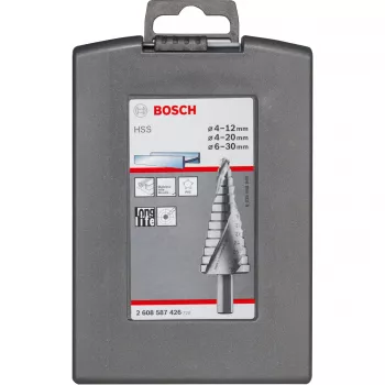 Conjunto de brocas escalonadas Bosch HSS com encabadouro de 3 faces para alumínio e plástico