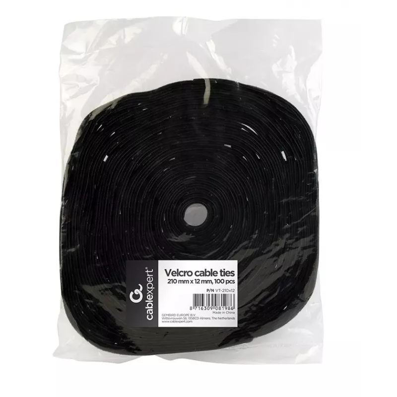 Abraçadeiras Gembird VT-210X12 pretas 100 unid.