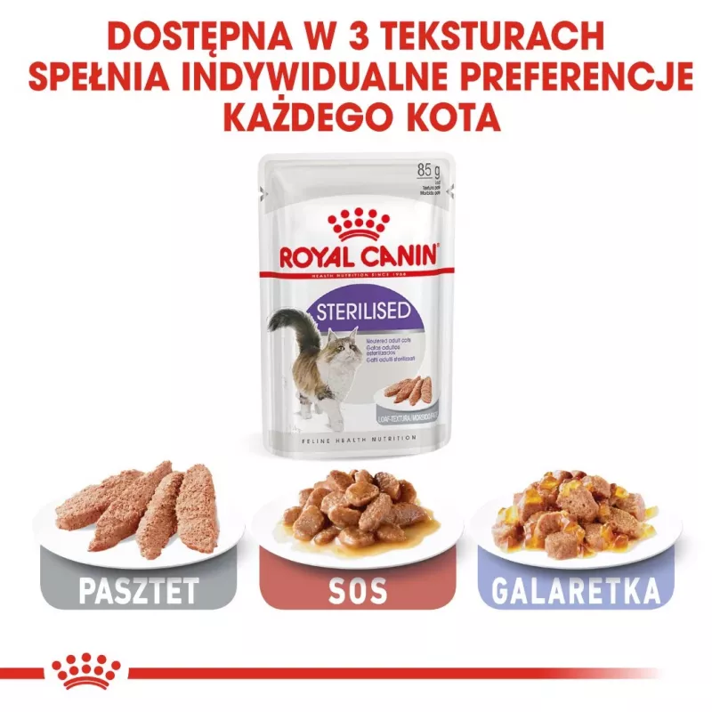 ROYAL CANIN FHN Sterilised in Soße – Comida húmida para gatos adultos – 12x85g