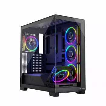 Caixa de PC MODECOM Volcano Stellar 5F ATX Midi Tower, vidro temperado, 5 ventoinhas pré-instaladas, USB‑C, suporta microATX/ATX, GPU máx. 420 mm, altura do cooler da CPU 175 mm