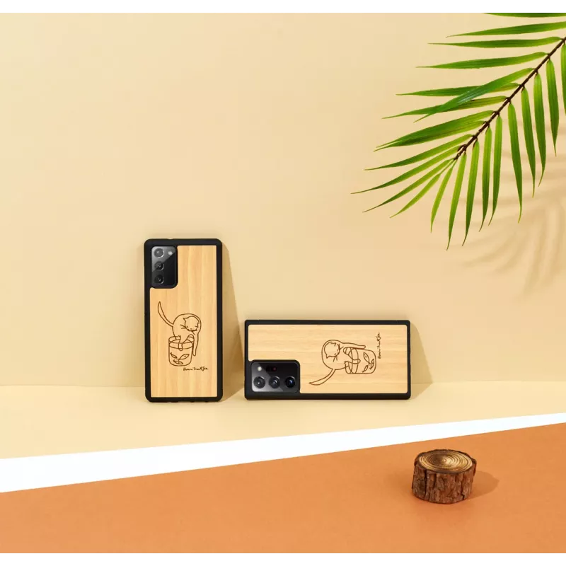 Capa protetora Man and Wood para Samsung Galaxy Note 20 com estampa de gatos e peixes