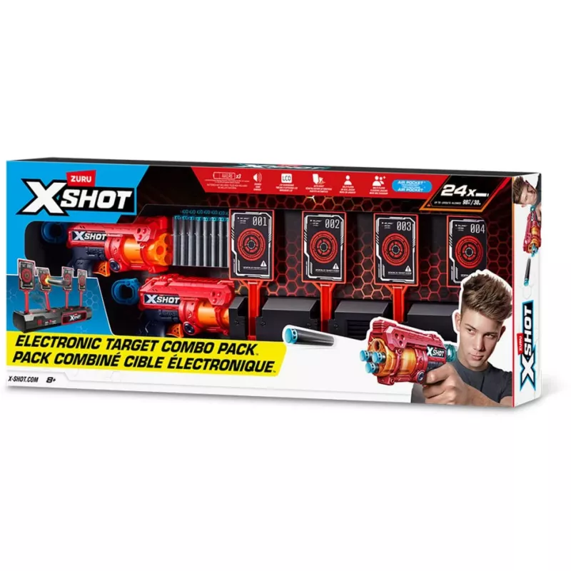 Alvo interativo XSHOT & Fury 4 pack de 2, pistola de dardos