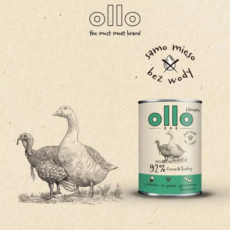 OLLO Umami ganso e peru - Ração húmida para cães - 850 g