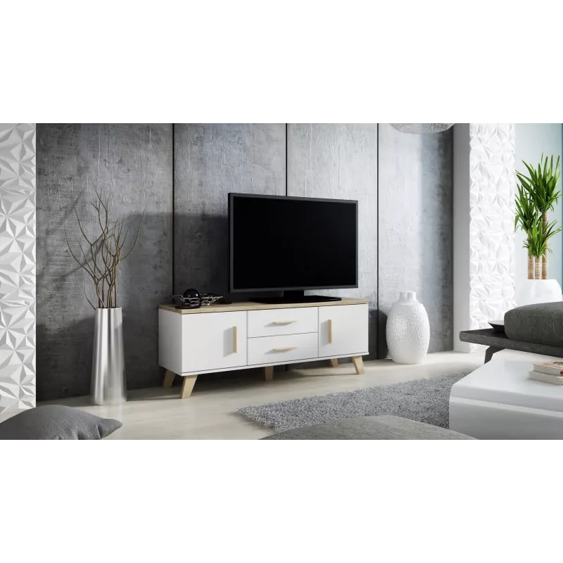 Suporte de TV Cama LOTTA 140cm branco + carvalho sonoma