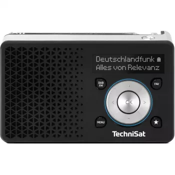 Rádio portátil TECHNISAT DIGITRADIO 1 A — DAB+/FM, ecrã OLED, USB-C, auscultadores de 3,5 mm, 1 W, preto/prateado