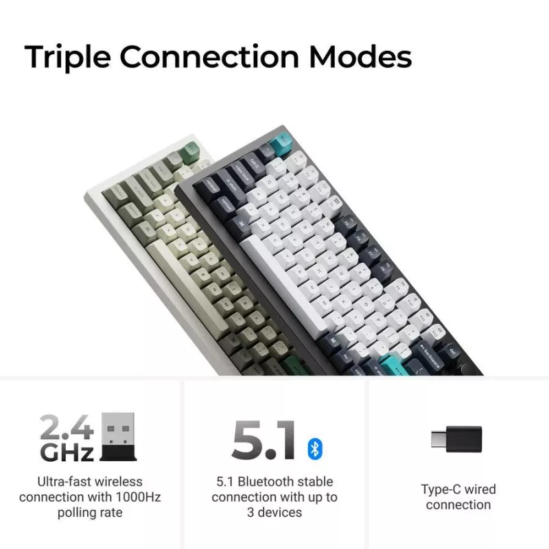 Teclado mecânico Keychron Q1 Max 75% com Banana Switches, Carbon Black