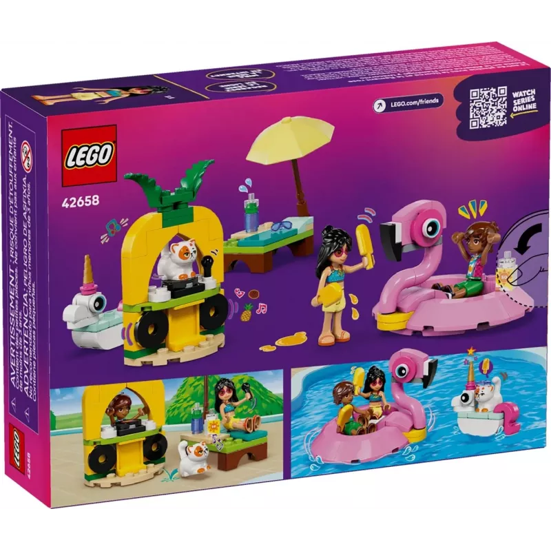 Brinquedo de construção LEGO Friends conjunto 42658 Festa na piscina com unicórnio e flamingo, figuras e acessórios