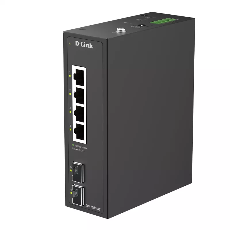 D-Link Switch industrial Gigabit não gerido de 6 portas com 2 portas SFP