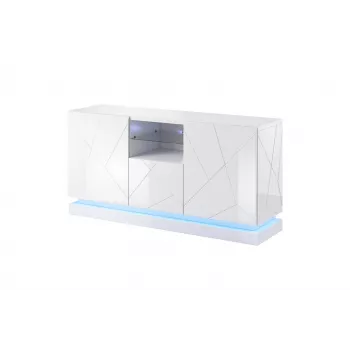 Cómoda QIU 2D1K 150x41.5x75 cm branco brilhante/branco brilhante