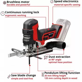 Serra de recortes a bateria profissional TP-JST 18/135 Li BL - Solo, 18 volts (vermelho/preto, sem bateria e carregador)