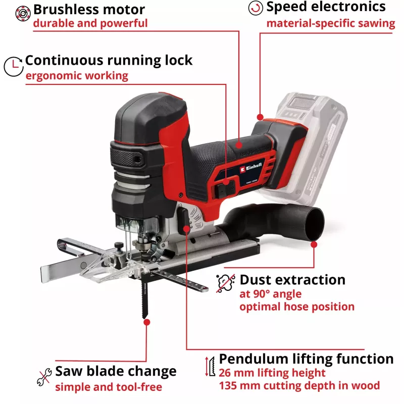 Serra de recortes a bateria profissional TP-JST 18/135 Li BL - Solo, 18 volts (vermelho/preto, sem bateria e carregador)