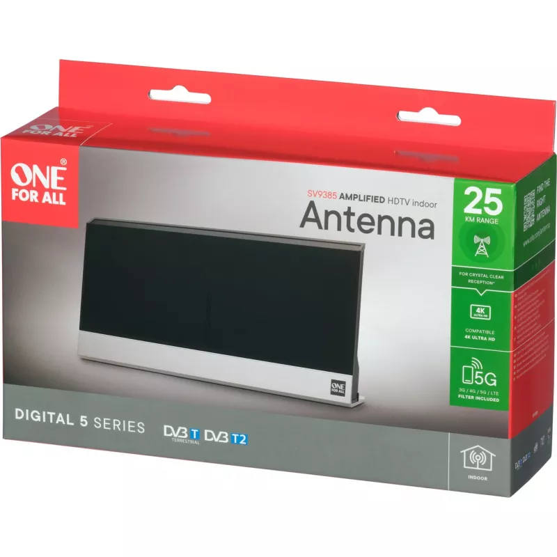 Antena interior One For All SV 9385 DVB-T DVB-T2 preto
