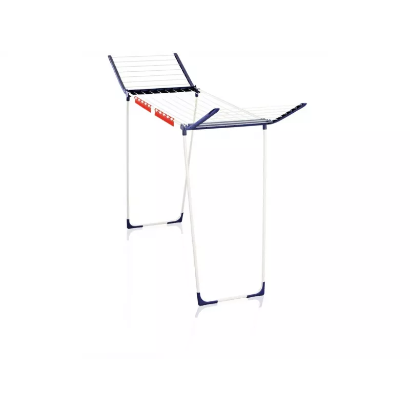 Estendal Leifheit Pegasus 180 Maxx Winged — estendal de chão, 18 m de comprimento de secagem, altura ajustável 1080–1280 mm, 550×1100×1280 mm, azul/branco