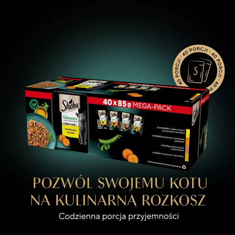 SHEBA Nature's Collection sabores de aves em geleia - alimento húmido para gatos - 40 x 85g