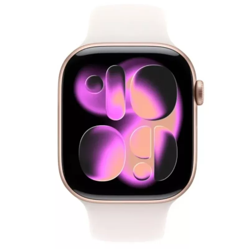 Apple Watch Series 11 GPS 46mm caixa de alumínio Roségold com bracelete desportiva Light Blush S/M
