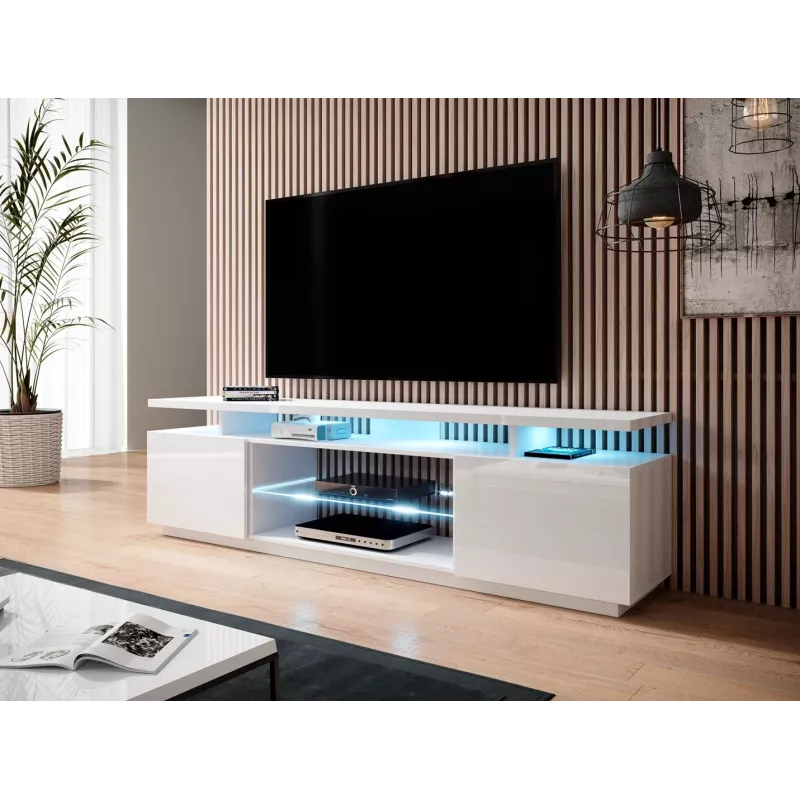 Móvel RTV EVA 180x40x56 branco/branco brilhante