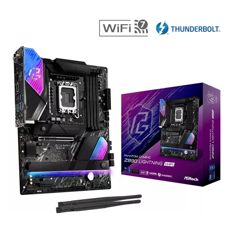 Motherboard ASRock Z890 Lightning WiFi — Intel Z890, LGA1851, ATX, 4× DDR5, Wi‑Fi 7, LAN 2.5Gb, Thunderbolt 4