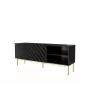Móvel RTV ABETO sobre estrutura em aço dourado 150x42x60 preto/preto brilhante