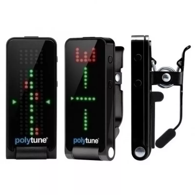 Afinador de clip TC Electronic PolyTune Clip preto — afinador cromático e polifónico compacto